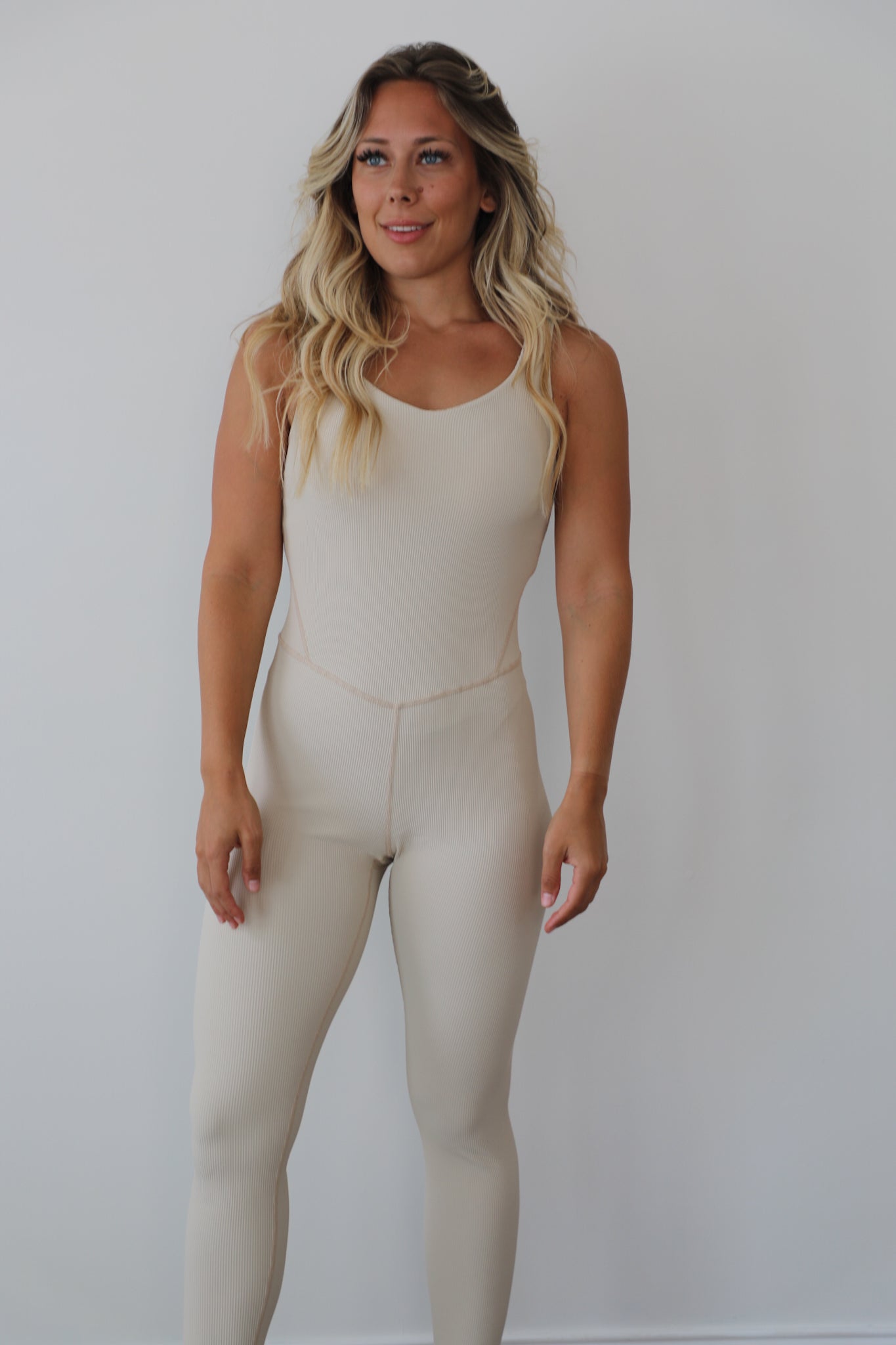 Aligned ribbed jumpsuit