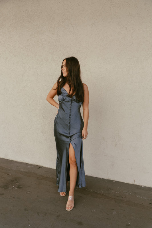 Slate Button Down Maxi Dress